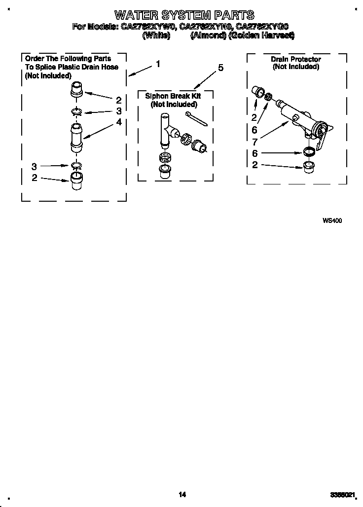 Whirlpool CA2762XYW0 water system diagram
