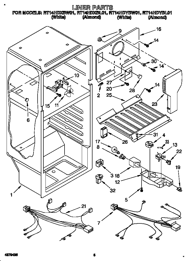 Roper RT14HDYBW01 liner diagram