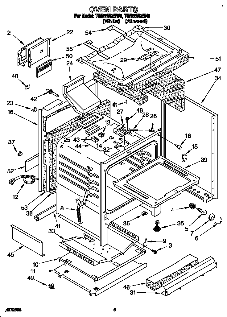 Whirlpool TGR88W2BN0 oven diagram