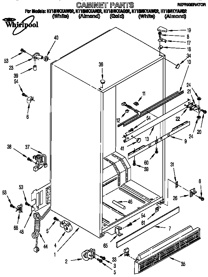 Whirlpool ET18NKXAW02 cabinet diagram