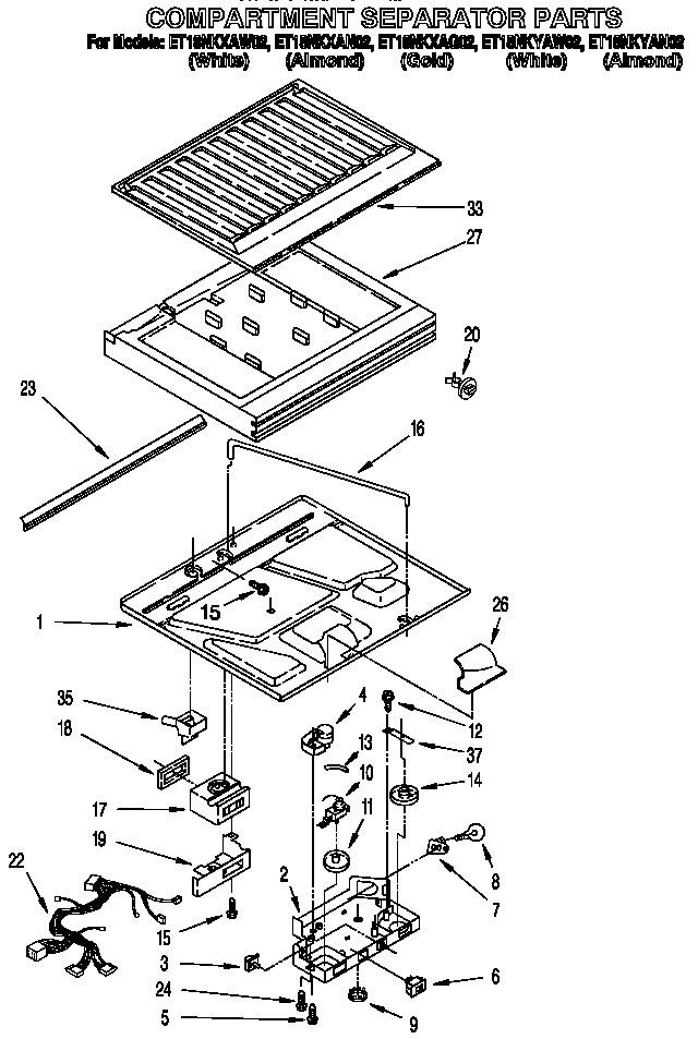 Whirlpool ET18NKXAW02 compartment separator diagram