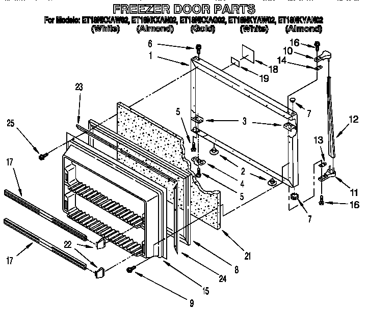 Whirlpool ET18NKXAW02 freezer door diagram
