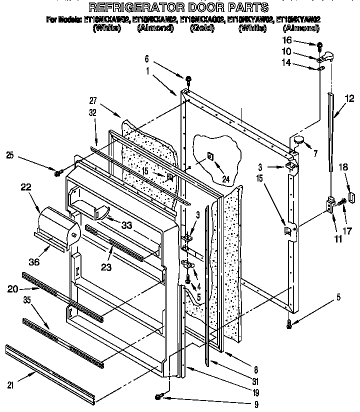 Whirlpool ET18NKXAW02 refrigerator door diagram
