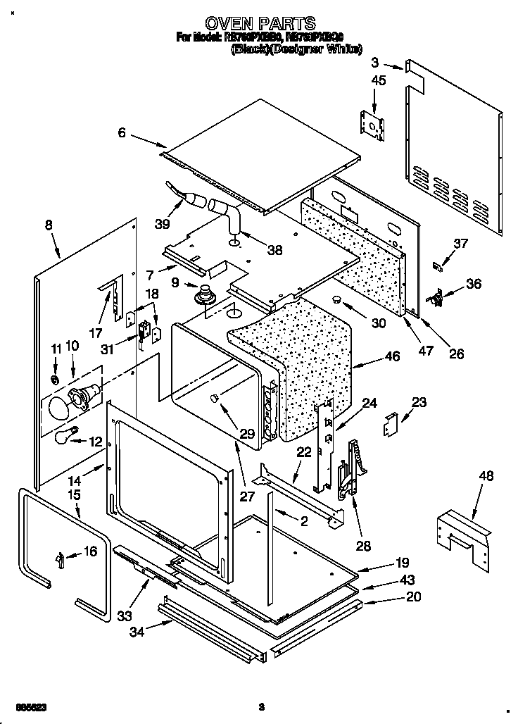 Whirlpool RB760PXBQ0 oven diagram