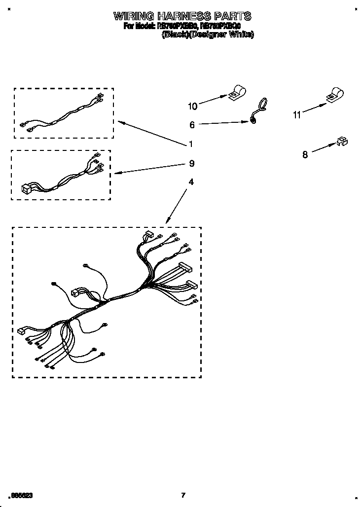 Whirlpool RB760PXBQ0 wiring harness diagram