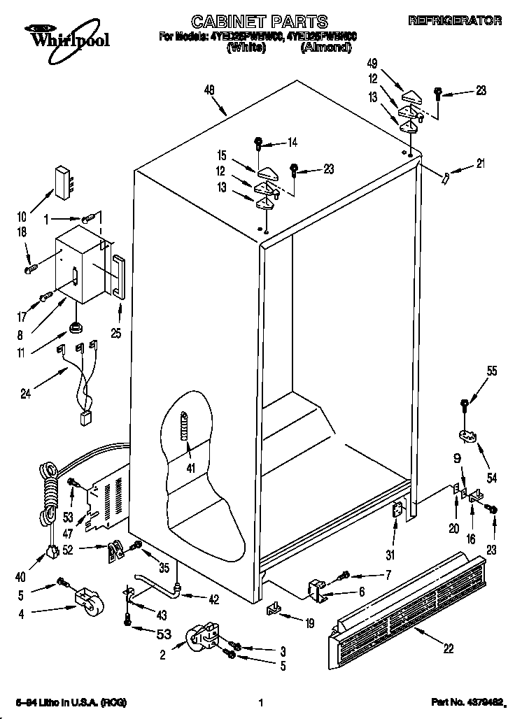 Whirlpool 4YED25PWBN00 cabinet diagram