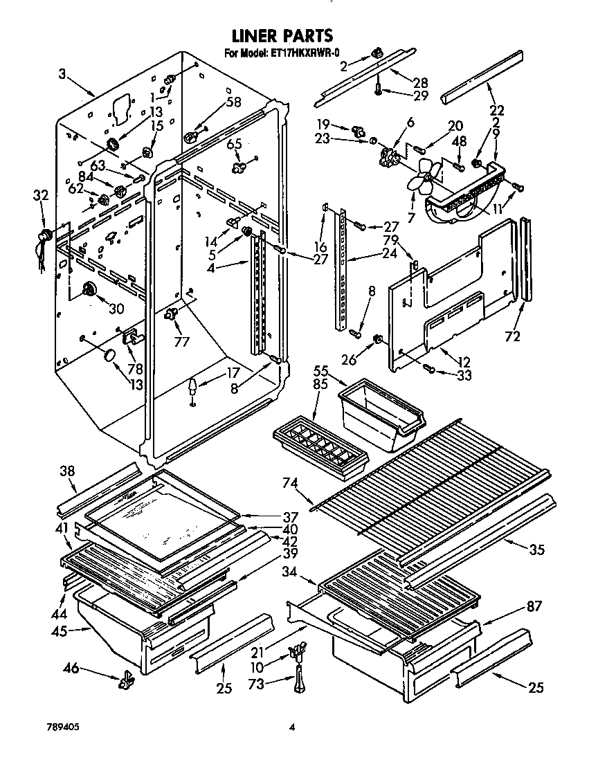 Whirlpool ET17HKXRCR0 liner diagram