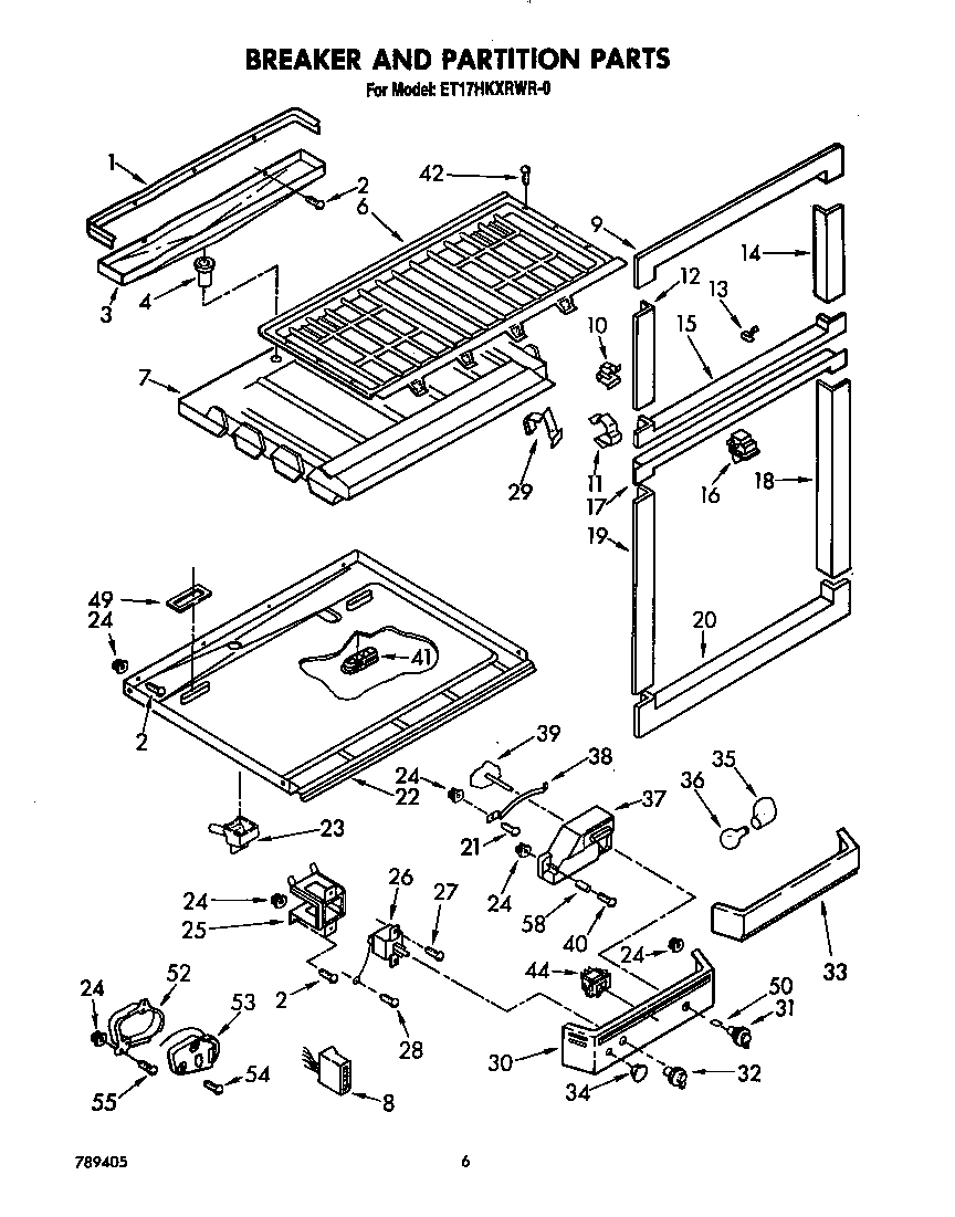 Whirlpool ET17HKXRCR0 breaker and partition diagram