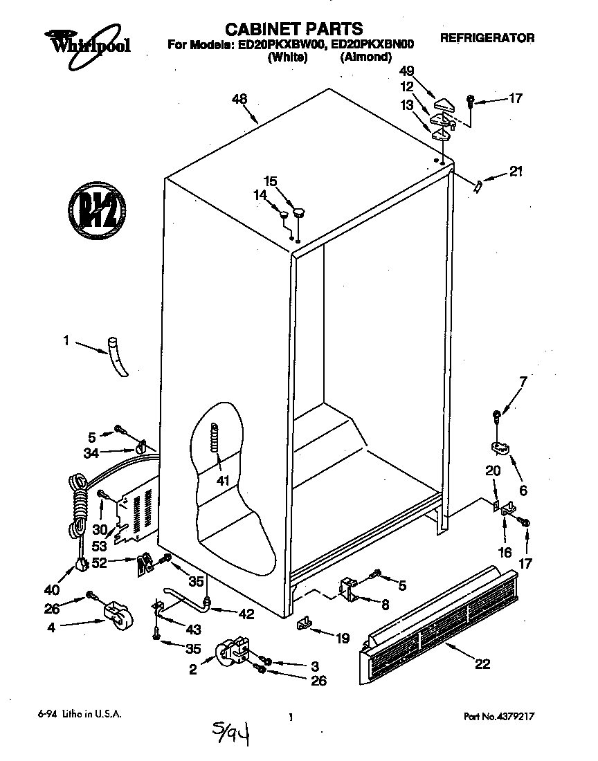 Whirlpool ED20PKXBN00 cabinet diagram