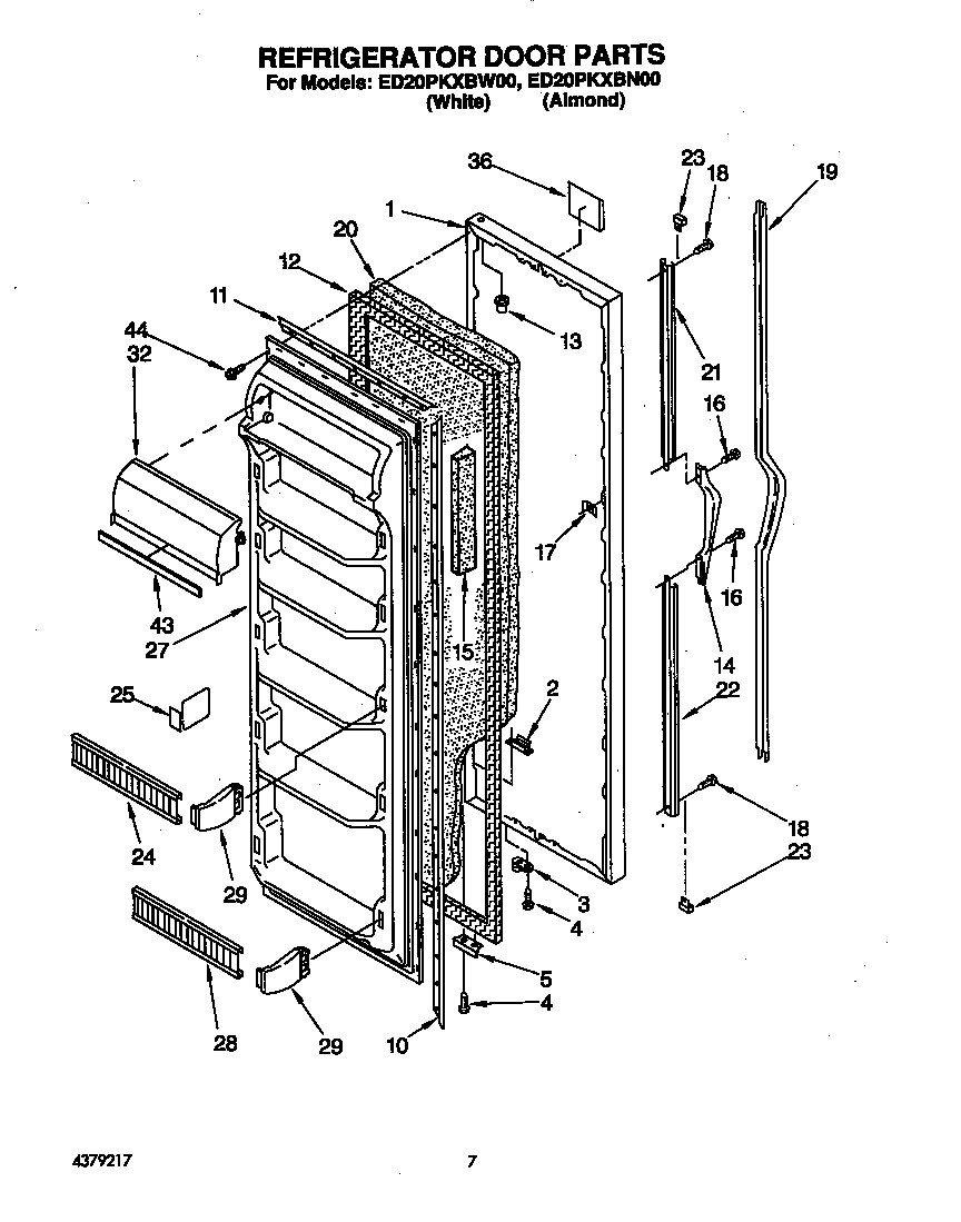 Whirlpool ED20PKXBN00 refrigerator door diagram