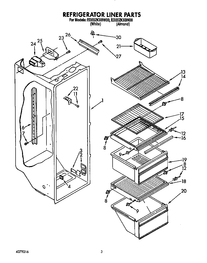 Whirlpool ED20ZKXBW00 refrigerator liner diagram