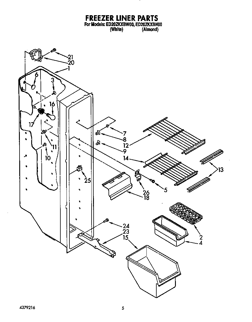 Whirlpool ED20ZKXBW00 freezer liner diagram
