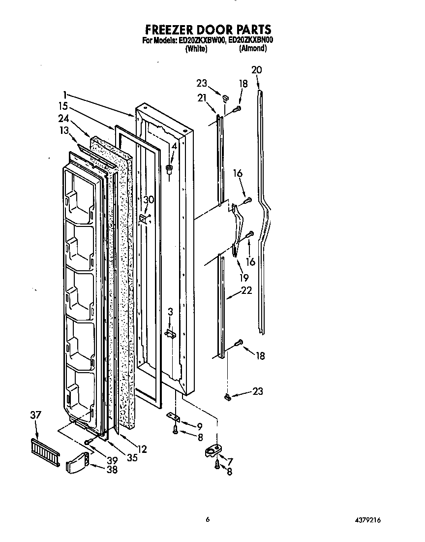 Whirlpool ED20ZKXBW00 freezer door diagram