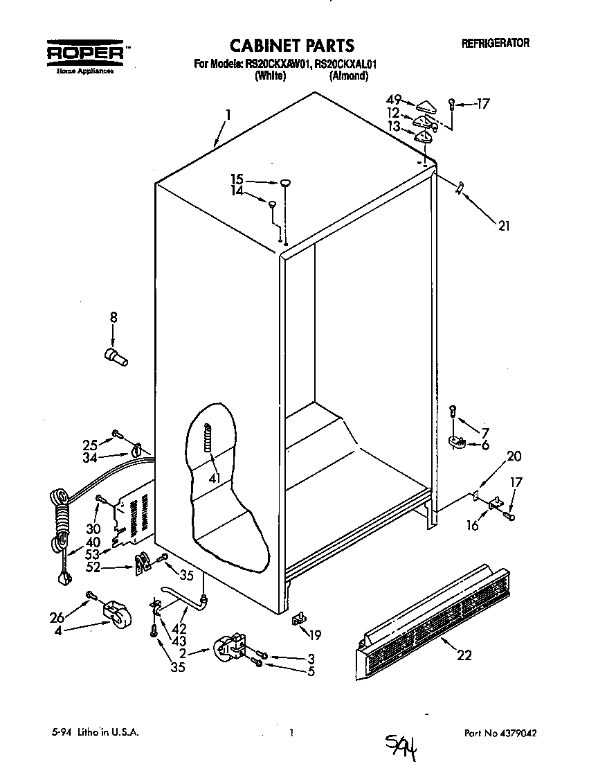 Roper RS20CKXAW01 cabinet diagram