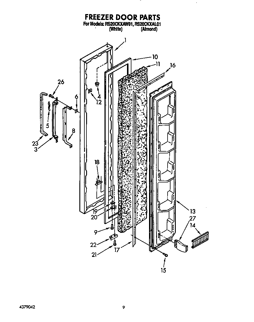 Roper RS20CKXAW01 freezer door diagram
