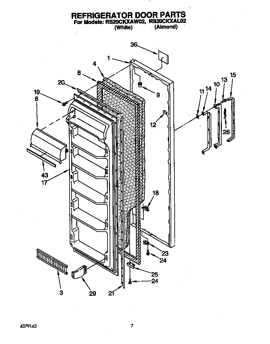 Roper RS20CKXAL02 refrigerator door diagram