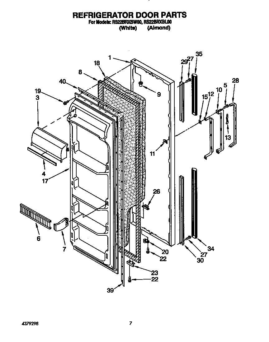 Roper RS22BRXBW00 refrigerator door diagram