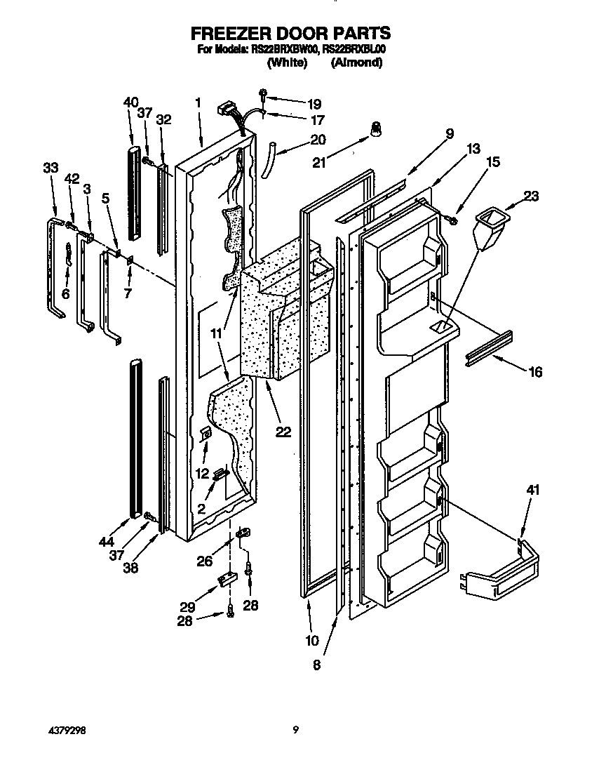 Roper RS22BRXBW00 freezer door diagram