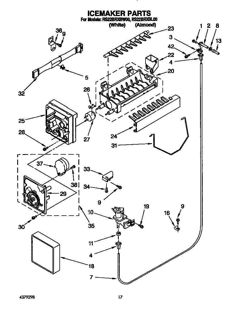 Roper RS22BRXBW00 icemaker diagram