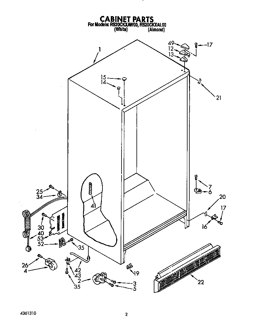 Roper RS20CKXAL00 cabinet diagram