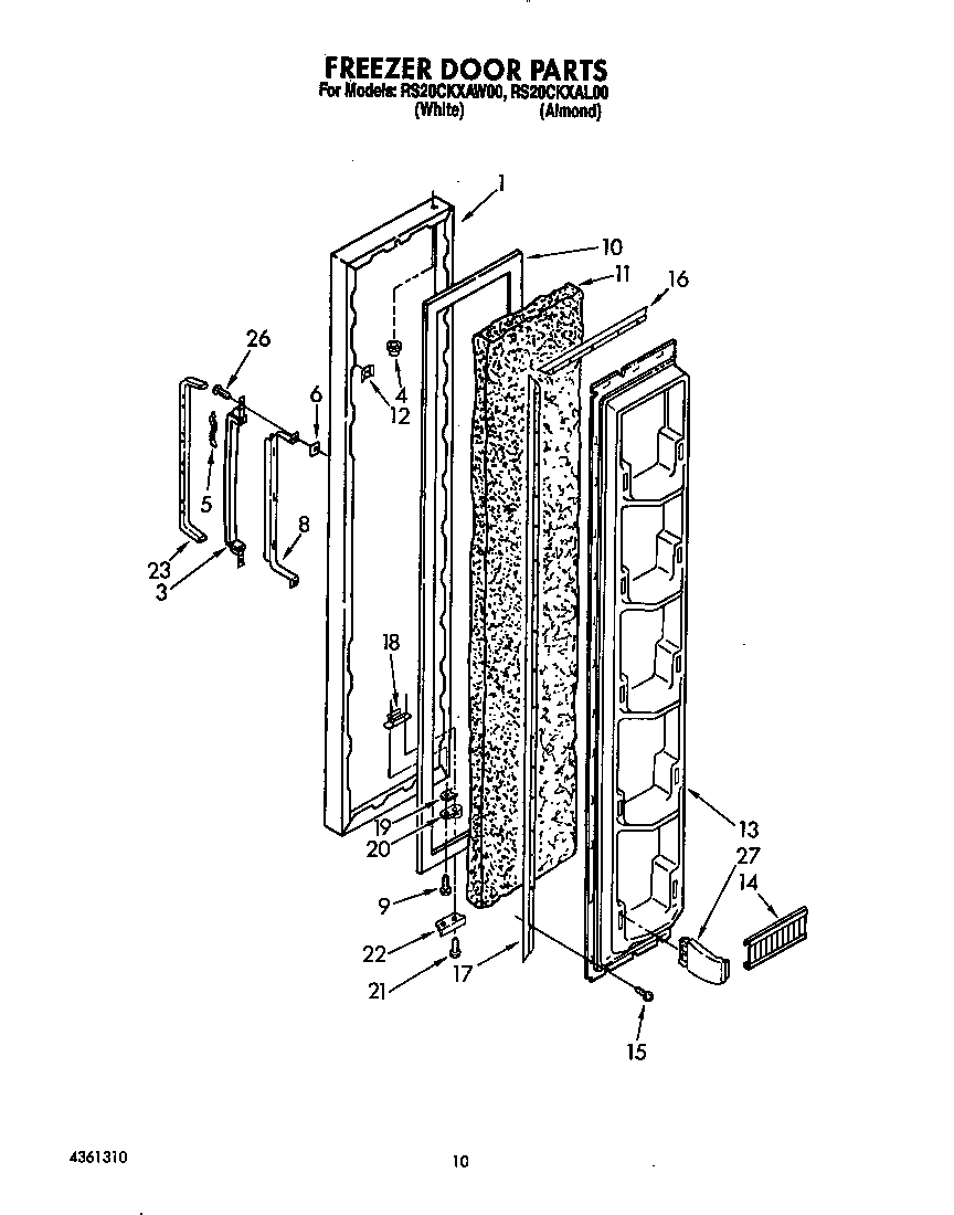 Roper RS20CKXAL00 freezer door diagram