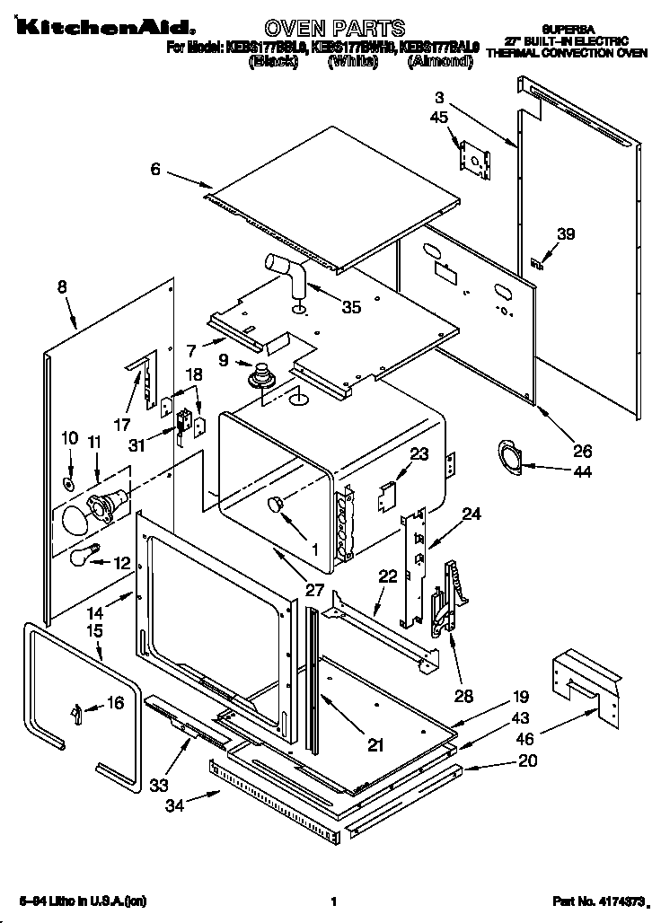 KitchenAid KEBS177BAL0 oven diagram