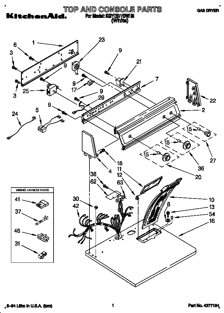 KitchenAid KGYE677BWH0 top and console diagram