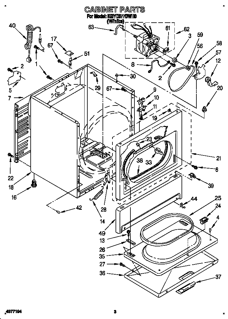 KitchenAid KGYE677BWH0 cabinet diagram