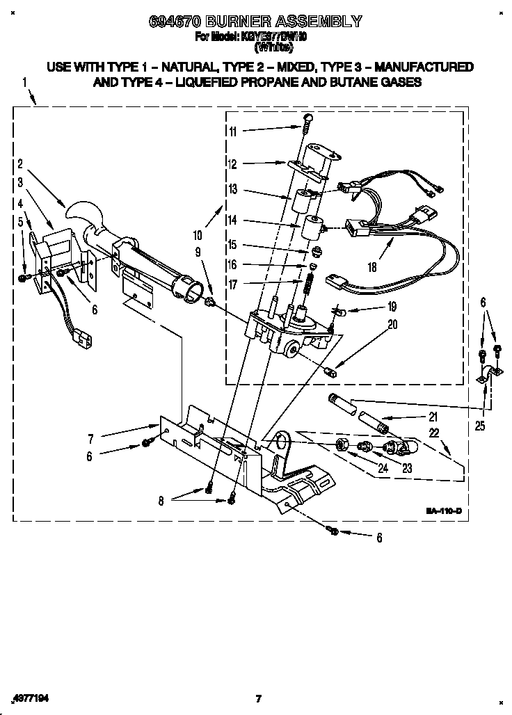 KitchenAid KGYE677BWH0 694670 burner assembly diagram