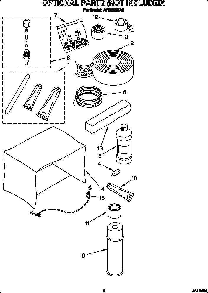 Whirlpool AR0500XA2 optional parts (not included) diagram