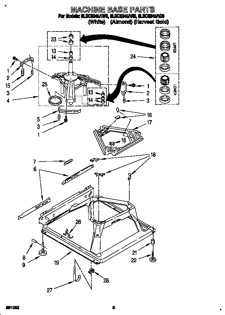Whirlpool 8LSC8245AN0 machine base diagram