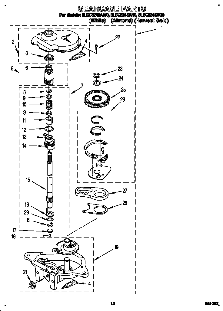 Whirlpool 8LSC8245AN0 gearcase diagram