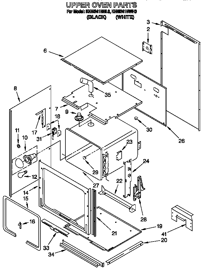 KitchenAid KEBI241BBL0 upper oven diagram