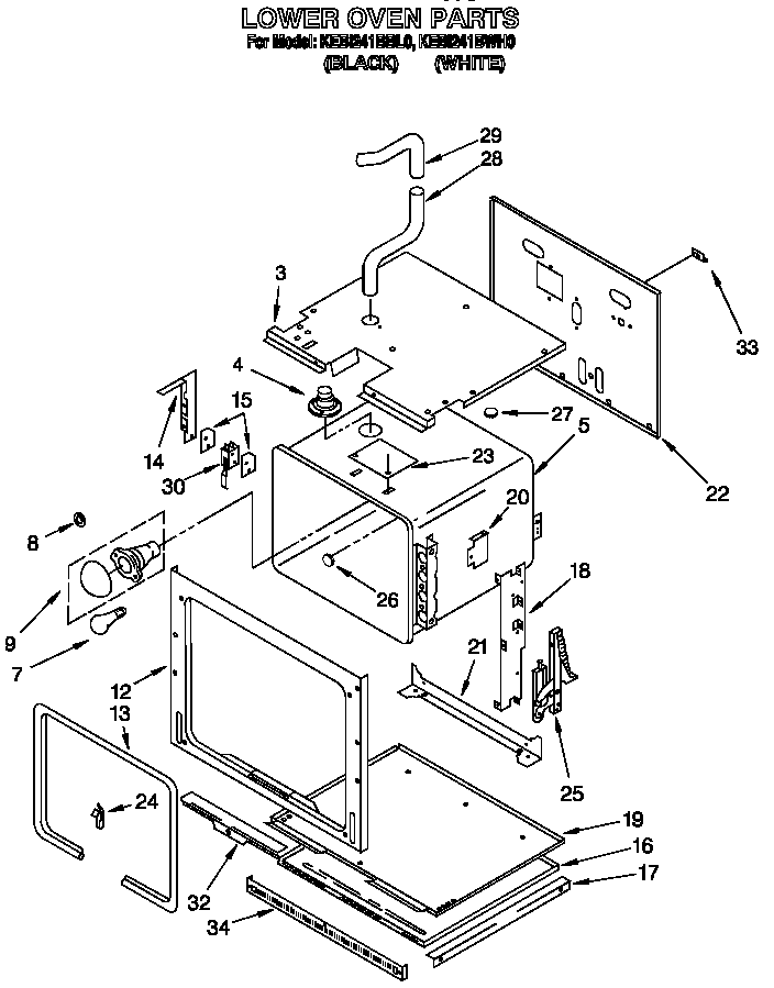 KitchenAid KEBI241BBL0 lower oven diagram