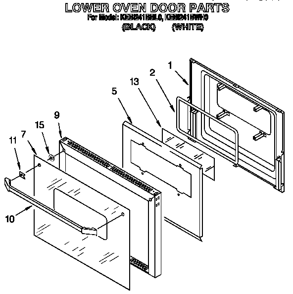 KitchenAid KEBI241BBL0 lower oven door diagram