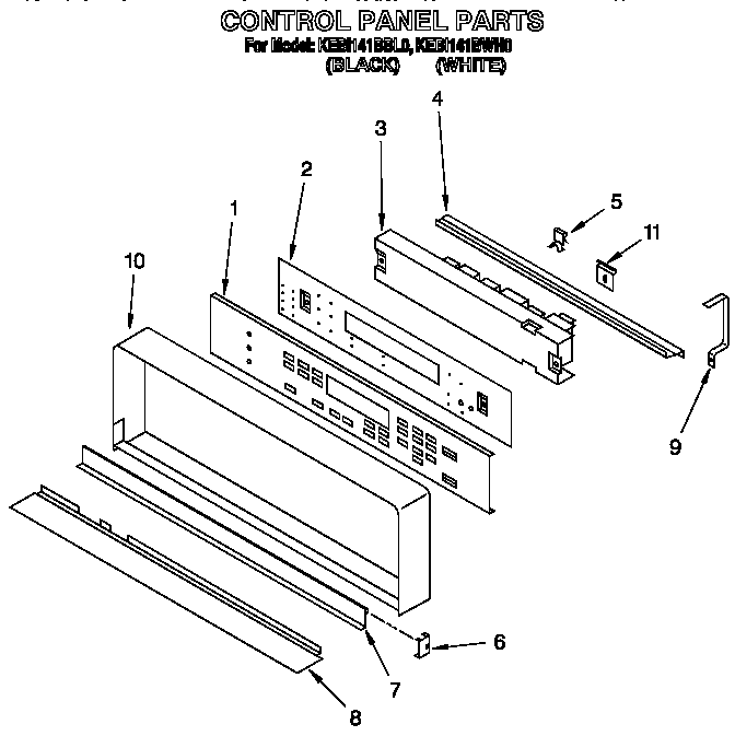 KitchenAid KEBI141BWH0 control panel diagram