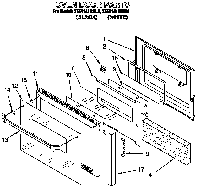 KitchenAid KEBI141BWH0 oven door diagram