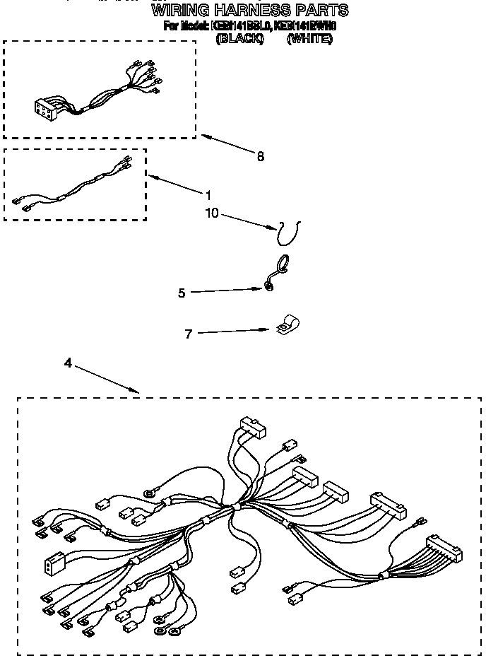 KitchenAid KEBI141BWH0 wiring harness diagram