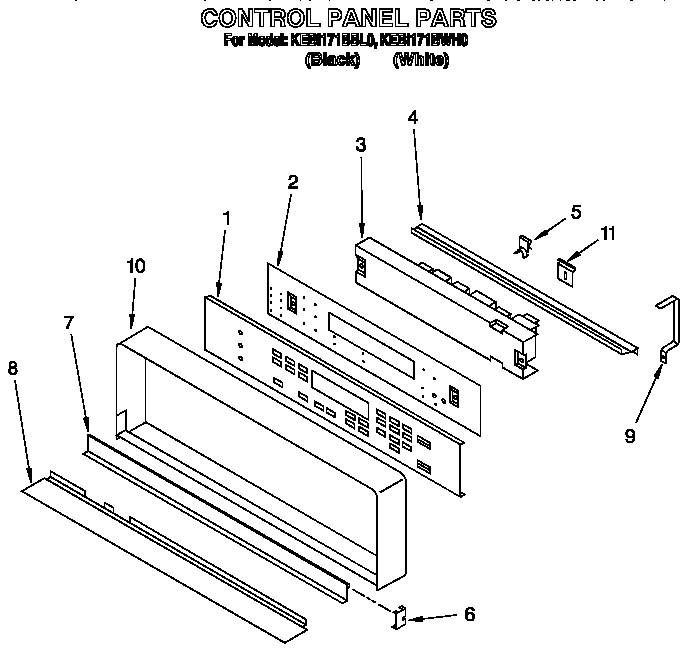 KitchenAid KEBI171BWH0 control panel diagram