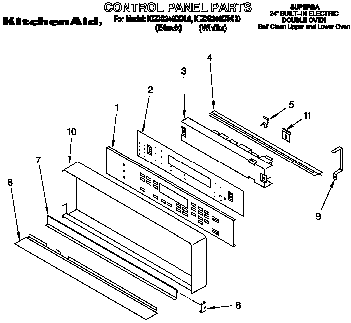KitchenAid KEBS246BWH0 control panel diagram