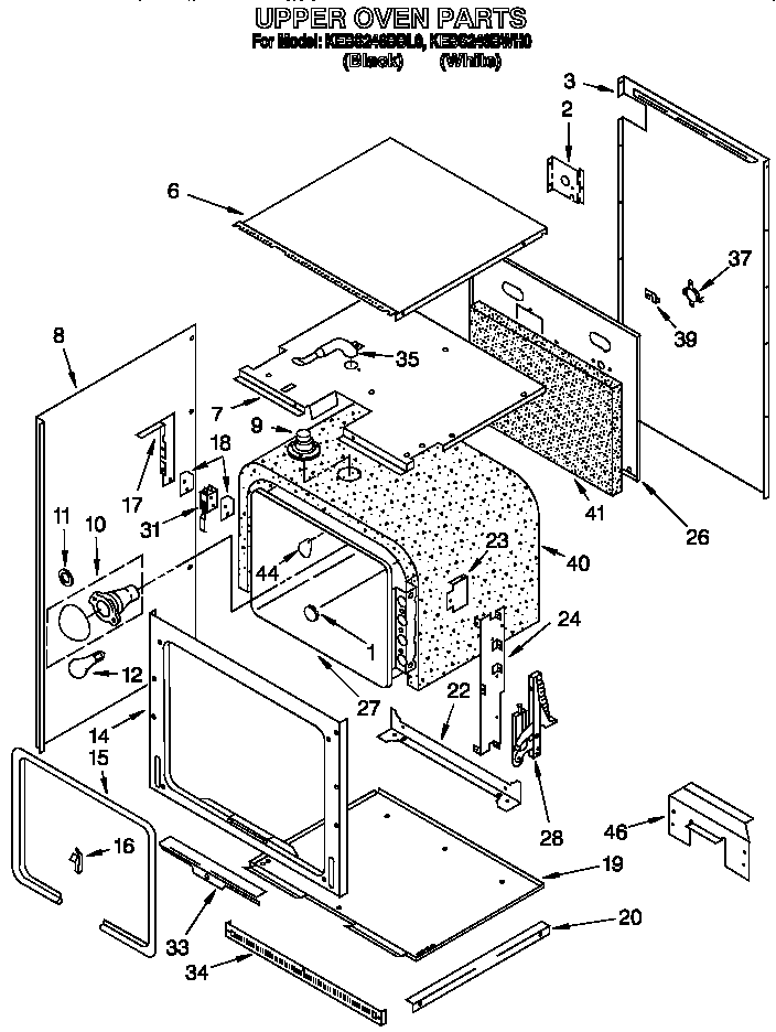 KitchenAid KEBS246BWH0 upper oven diagram