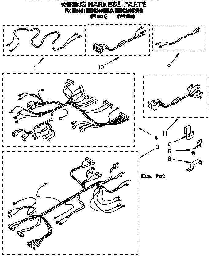 KitchenAid KEBS246BWH0 wiring harness diagram
