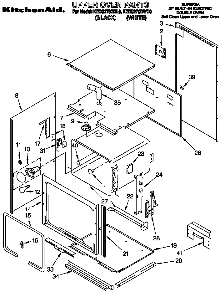 KitchenAid KEBS276BBL0 upper oven diagram