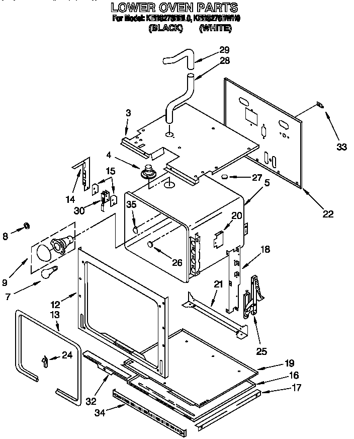 KitchenAid KEBS276BBL0 lower oven diagram