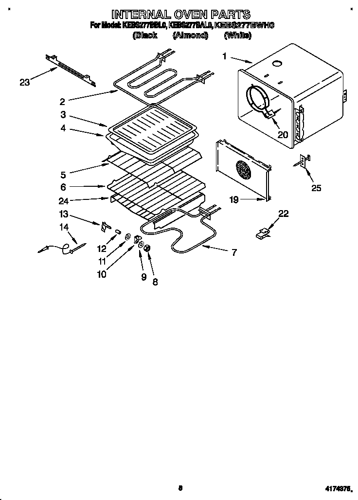 KitchenAid KEBS277BBL0 internal oven diagram