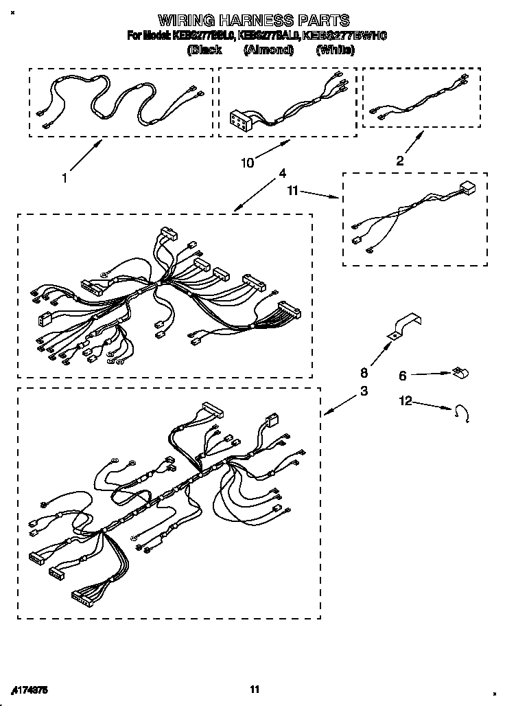 KitchenAid KEBS277BBL0 wiring harness diagram