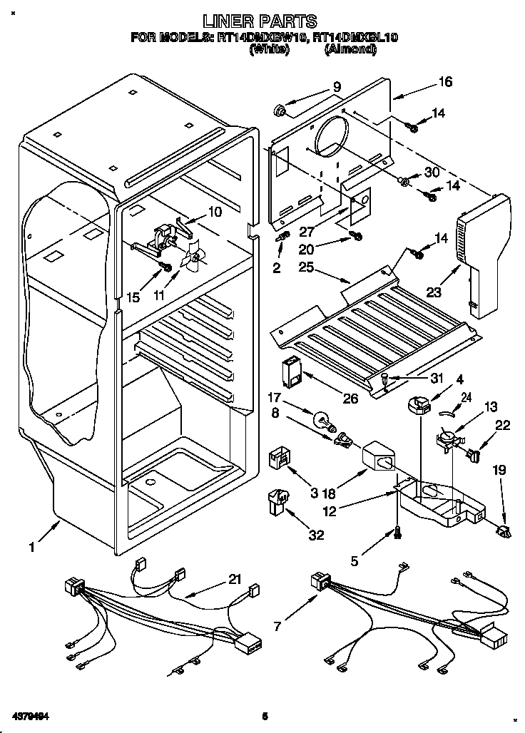 Roper RT14DMXBL10 liner diagram