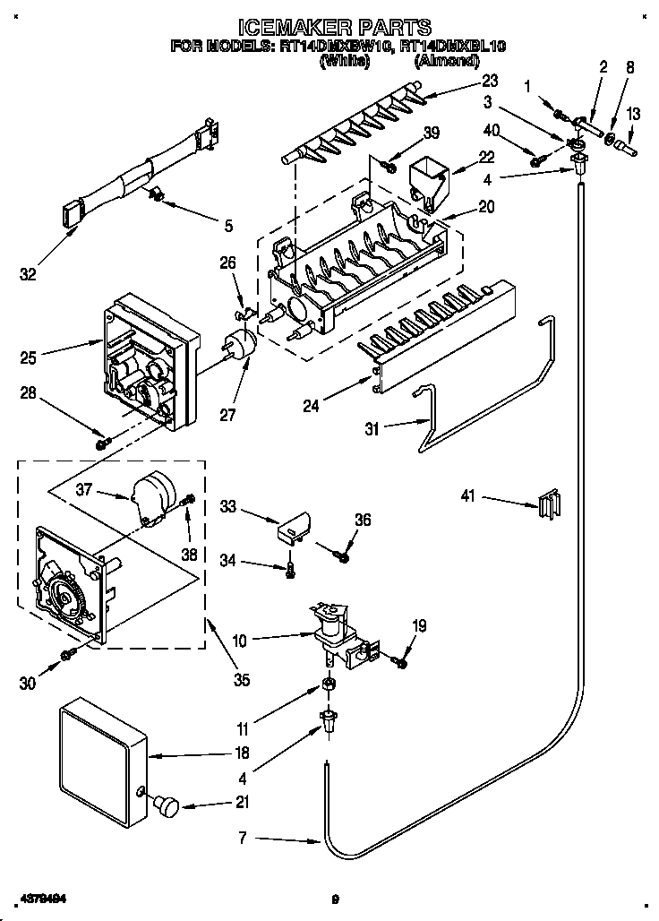 Roper RT14DMXBL10 icemaker diagram
