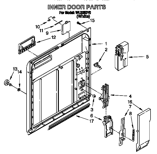 Roper WU3050Y0 inner door diagram