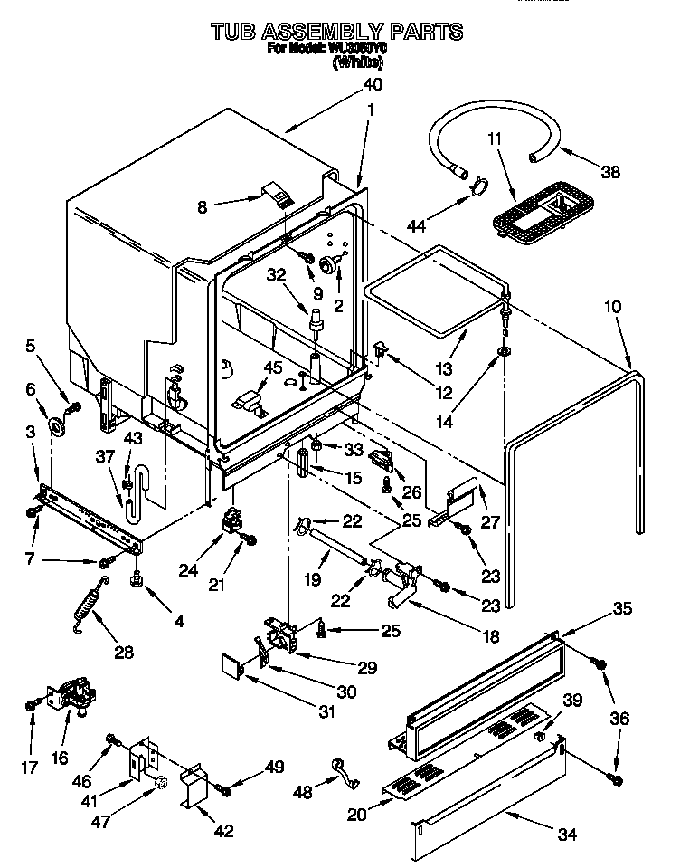 Roper WU3050Y0 tub assembly diagram